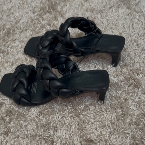 H&M Braided Faux Leather Kitten Heel Mike Sandals Women’s 7.5 Minimalist Chic - Picture 4 of 7